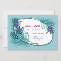 Annonce de sauvegarde de date avec plume de paon