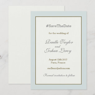 Invitation Annonce de sauvegarde de date hashtag or bleu gris