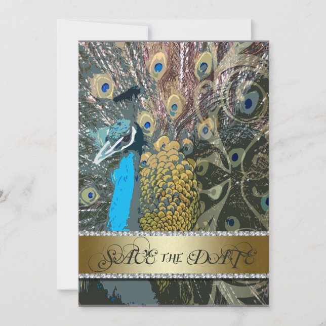 Invitation Annonce de sauvegarde de paon doré (Devant)