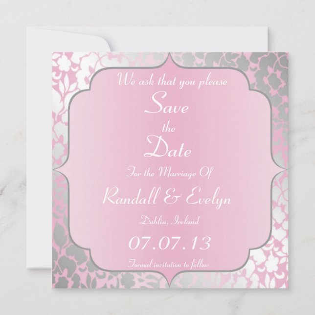 Invitation Annonce de Save The Date Rose Métalisé Bébé (Devant)