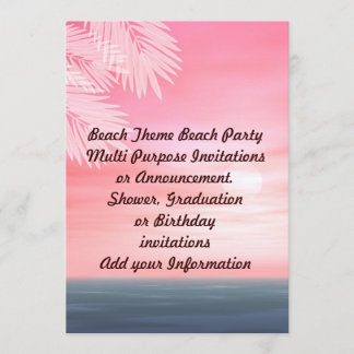 Invitation Annonce d'invitation multifonction Fête de plage