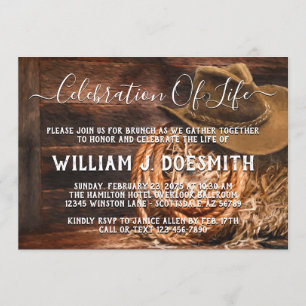 Invitation Annonce du Service Mémorial du Chapeau de Cowboy