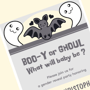 Invitation Annonce du sexe du bébé Halloween avec une chauve-