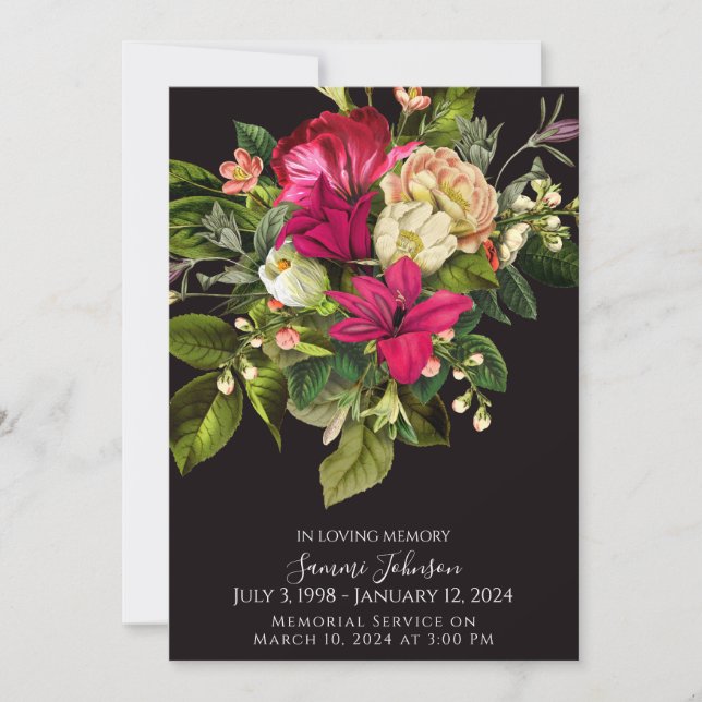 Invitation Annonce funéraire profonde de Lily Florale (Devant)