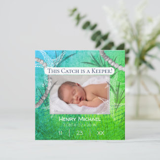 Invitation Annonce personnalisée de nouveau bébé pêcheur