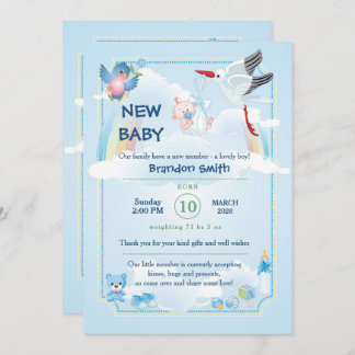 Invitation annonce pour le nouveau bébé, c'est un garçon