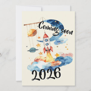Invitation Annoncer une grossesse 2026 fusée espace