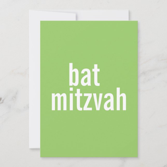 Invitation Annonces bat mitzvah {Vert clair} (Devant)