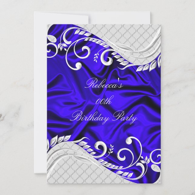 Invitation Annonces d'anniversaire de la soie bleue et de l'a (Devant)