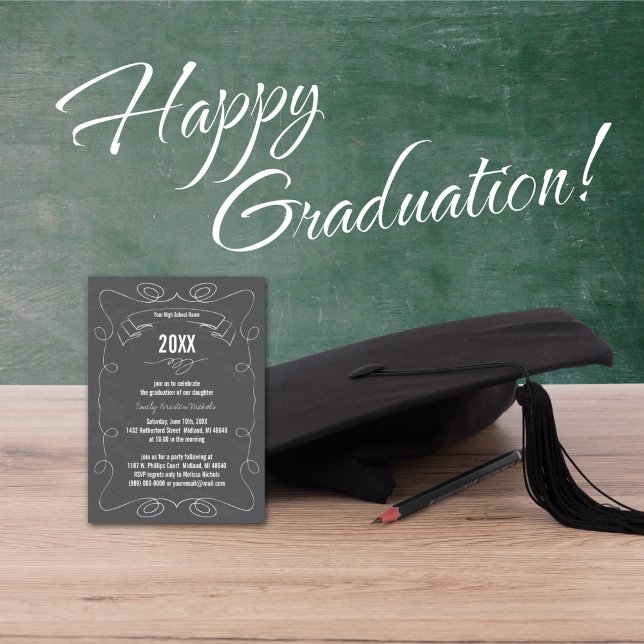 Invitation Annonces de 20XX Chalkboard Graduation (Créateur téléchargé)
