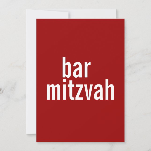 Invitation Annonces de barre ou de Bat mitzvah {Red} (Devant)