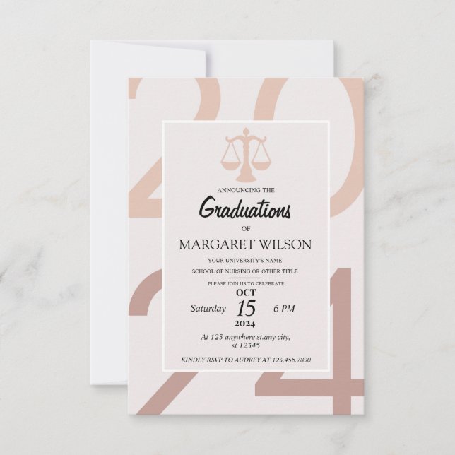 Invitation annonces de début de typographie avocat Diplômé (Devant)