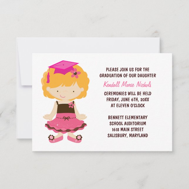 Invitation Annonces de diplômés de l'école primaire (Devant)