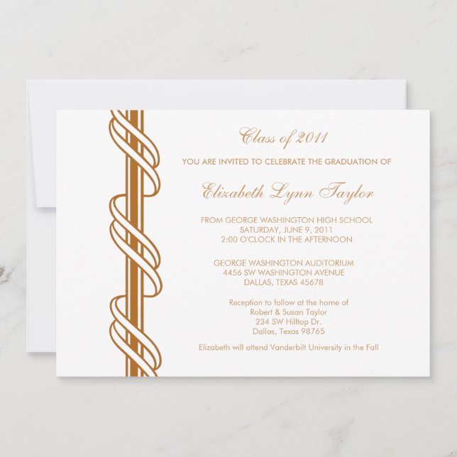 Invitation Annonces de graduation Gold Scroll Bar (Devant)