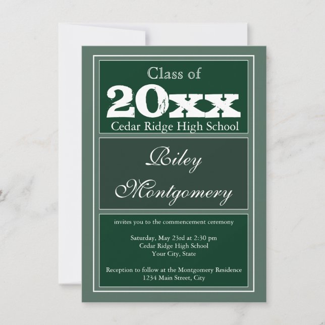Invitation Annonces de graduation personnalisée Vert (Devant)