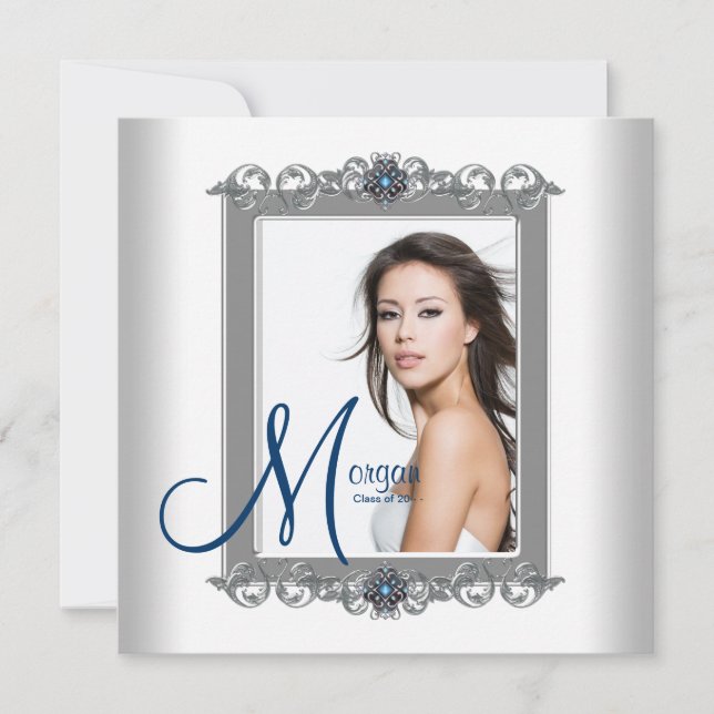 Invitation Annonces de graduation photo bleu turquoise (Devant)