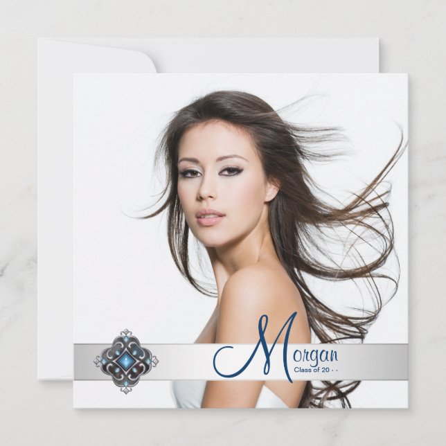 Invitation Annonces de graduation photo bleu turquoise (Devant)