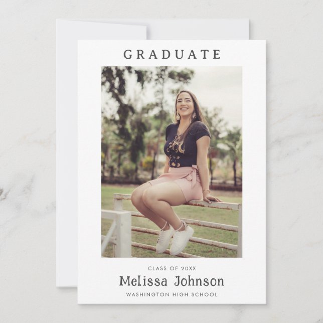 Invitation Annonces de graduation photo personnalisée minimal (Devant)