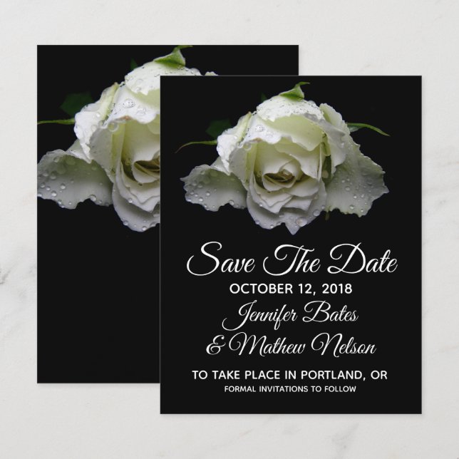 Invitation Annonces de Mariage Rose Blanche (Devant / Derrière)