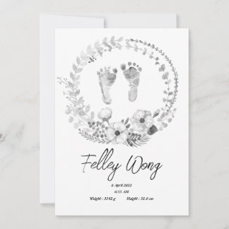 Invitation Annonces de naissance pour bébé à pied simple