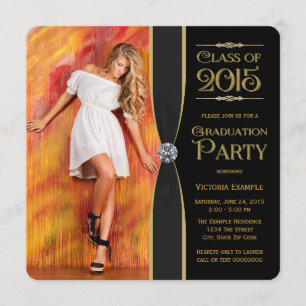 Invitation Annonces d'élégance Black and Gold Graduation