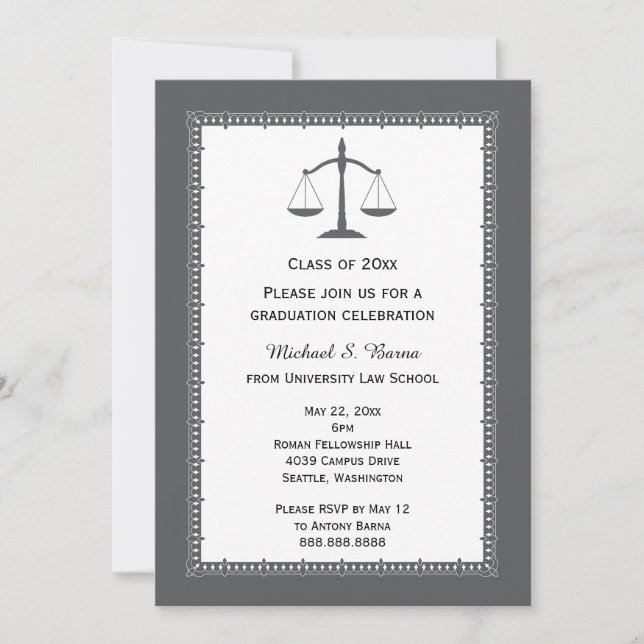 Invitation Annonces d'obtention d'un diplôme d'avocat de la f (Devant)