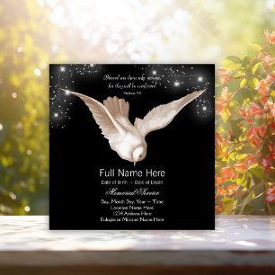 Invitation Annonces du service commémoratif Black White Dove