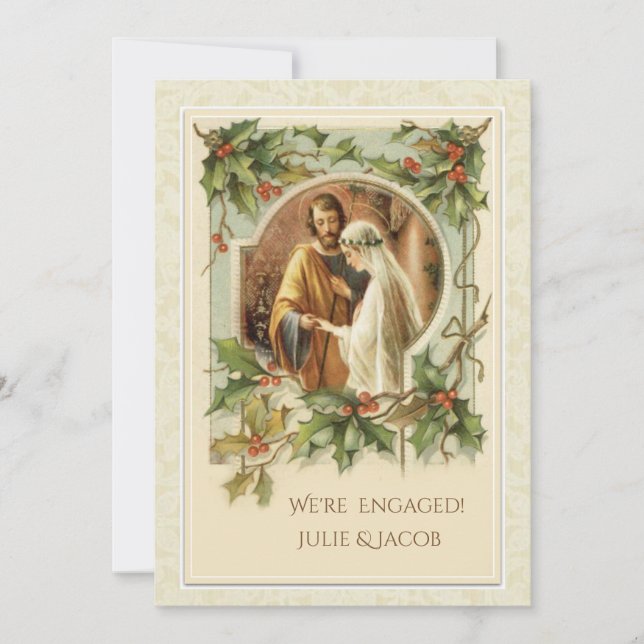 Invitation Annouement du Fiançailles de Noël catholique (Devant)