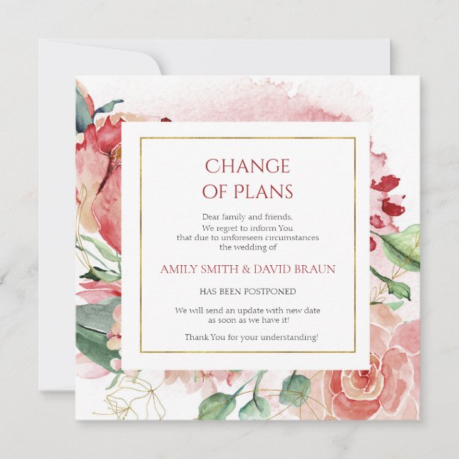 Invitation Annulation de mariage - Reporté - Changement de pl (Devant)
