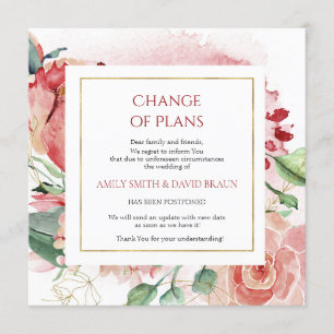 Invitation Annulation Mariage - Reportée - Changement de plan