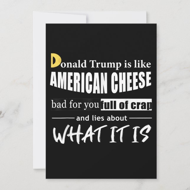 Invitation Anti Donald Trump est comme les femmes de fromage  (Devant)