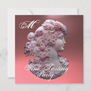 INVITATION ANTIQUE CAMEO, DAME ET RAPES VIN DÉGUSTATION
