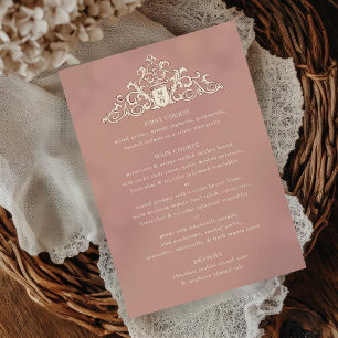 Invitation Antique Côte d'Ivoire Mauve Mariage Dîner Menu