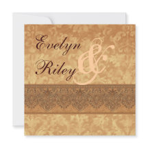 Invitation antique E401 de mariage damassé d'or