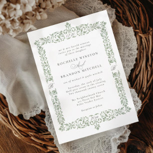 Invitation Antique frontière du XIXe siècle Vert