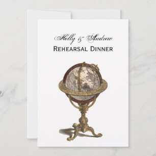 Invitation Antique Globe, Blanc BG V Répétition Din