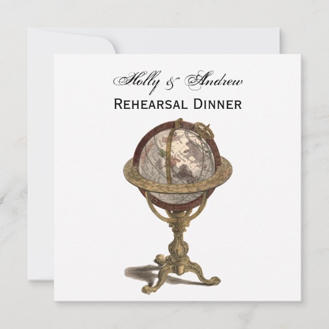 Invitation Antique Globe White BG SQ Répétition Din (Devant)