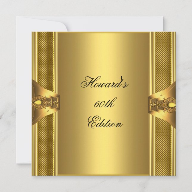 Invitation Antique Gold Book Mens 60th Birthday Man (Devant)