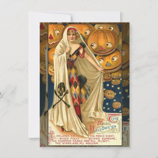 Invitation Antique Halloween Jack-o'-lantern Costume Femme (Devant)