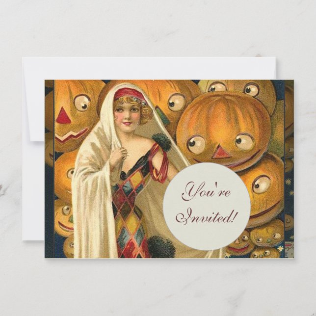 Invitation Antique Halloween Jack-o'-lantern Costume Femme (Devant)