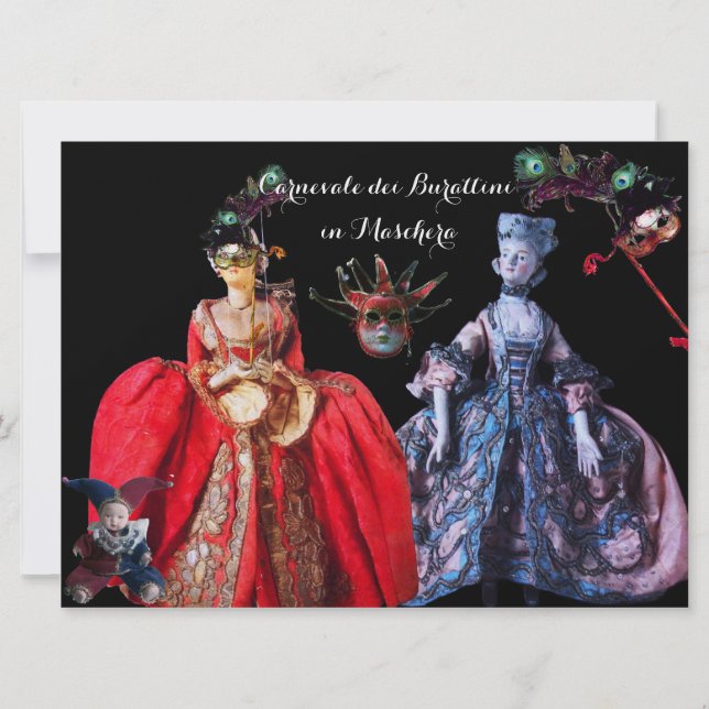 INVITATION ANTIQUE ITALIENNE PUPPETS MASQUERADE COSTUME PARTI (Dos)