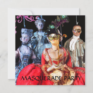 INVITATION ANTIQUE ITALIENNE PUPPETS MASQUERADE COSTUME PARTI