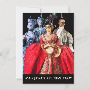INVITATION ANTIQUE ITALIENNE PUPPETS MASQUERADE COSTUME PARTI