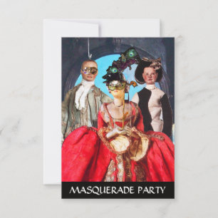 INVITATION ANTIQUE ITALIENNE PUPPETS MASQUERADE COSTUME PARTI