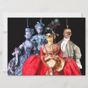 INVITATION ANTIQUE ITALIENNE PUPPETS MASQUERADE COSTUME PARTI