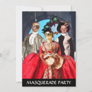 INVITATION ANTIQUE ITALIENNE PUPPETS MASQUERADE COSTUME PARTI
