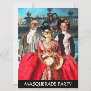 INVITATION ANTIQUE ITALIENNE PUPPETS MASQUERADE COSTUME PARTI
