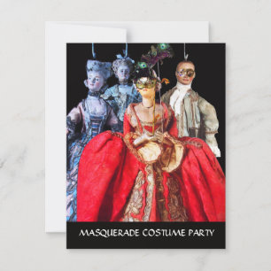 INVITATION ANTIQUE ITALIENNE PUPPETS MASQUERADE COSTUME PARTI