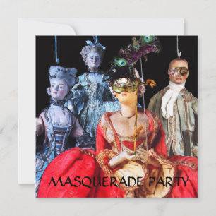 INVITATION ANTIQUE ITALIENNE PUPPETS MASQUERADE COSTUME PARTI