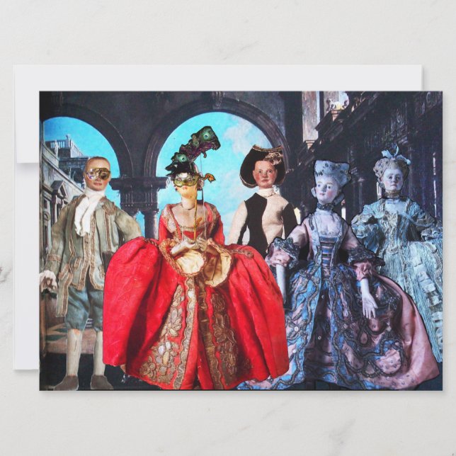INVITATION ANTIQUE ITALIENNE PUPPETS MASQUERADE COSTUME PARTI (Devant)